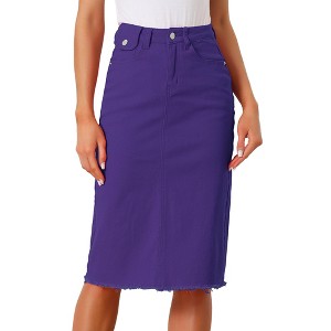 INSPIRE CHIC Women's Casual High Waist Back Slit Short Denim Skirts - 1 of 4