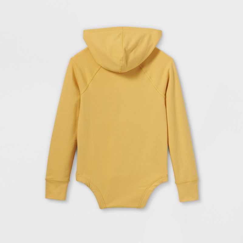 Girls' Adaptive Hooded Adjustable Long Sleeve Bodysuit - Cat & Jack™ Light Mustard Yellow, 2 of 4