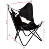 vidaXL Real Cowhide Leather Butterfly Chair – Vintage Style, Ergonomic Design, Black and White, Durable Iron Frame - 4 of 4