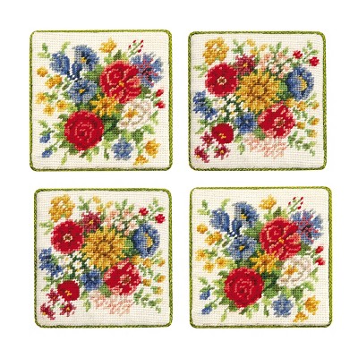 C&F Home Colonial Williamsburg Ferber Flowers Petit Point Coaster