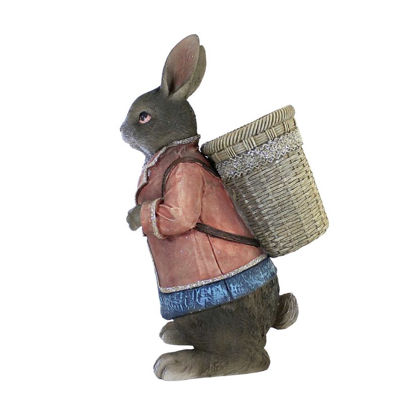 15.5 Inch Rabbit With Basket Backpack Bunny Pastel Figurine Animal Figurines, 3 of 5
