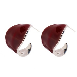 Anna-Kaci Women's Silver Enamel Statement Hoop Earrings - 1 of 4