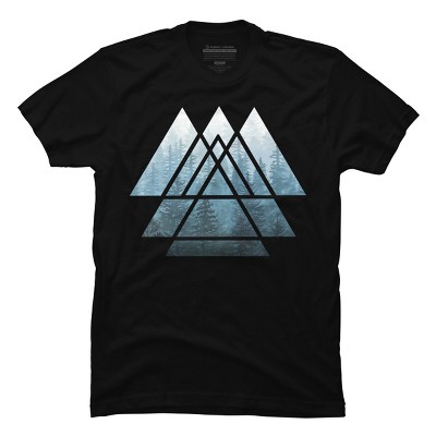Men's Design By Humans Sacred Geometry Triangles - Misty Forest By Maryedenoa T-Shirt
