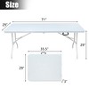 Jojoka Folding Table, Heavy Duty Portable Table with Handle, Anti-Slip Feet, Waterproof, Easy to Clean, Foldable for Indoor Outdoor, White - 2 of 4