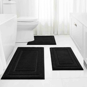 BAGOKIE 3pc Soft Microfiber Bathroom Rug Set - 1 of 4