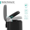 Trash Can, Gallon Odor Control Indoor Trash Can, Stainless Steel Garbage Bin with Silent Closing Lid, for Bathroom, Kitchen, Office, Black - 4 of 4