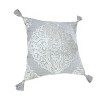HomeRoots 18" Silver And Gray Medallion Viscose Throw Pillow Cover with Tassels - 4 of 4
