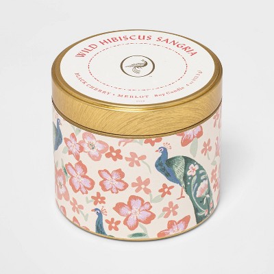 4oz Mini Patterned Tin Wild Hibiscus Sangria Candle - Opalhouse™
