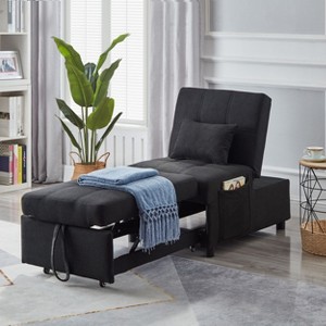 VASIP Living Room Bed Room Furniture with Black Linen Fabric Recliner Chair Bed - 1 of 4