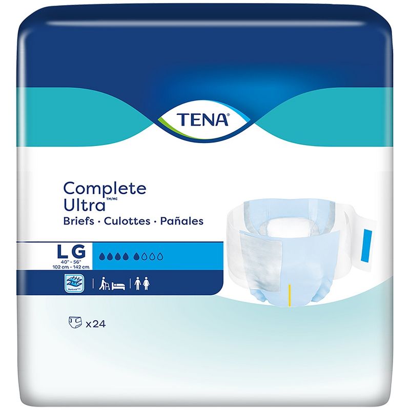 TENA Complete Ultra Disposable Diaper Brief, Moderate, Large, 1 of 5