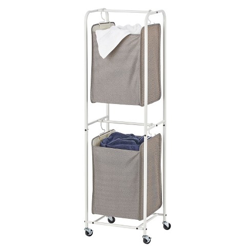 Mdesign Large Polyester Rolling Laundry Hamper - Wheels, Lid