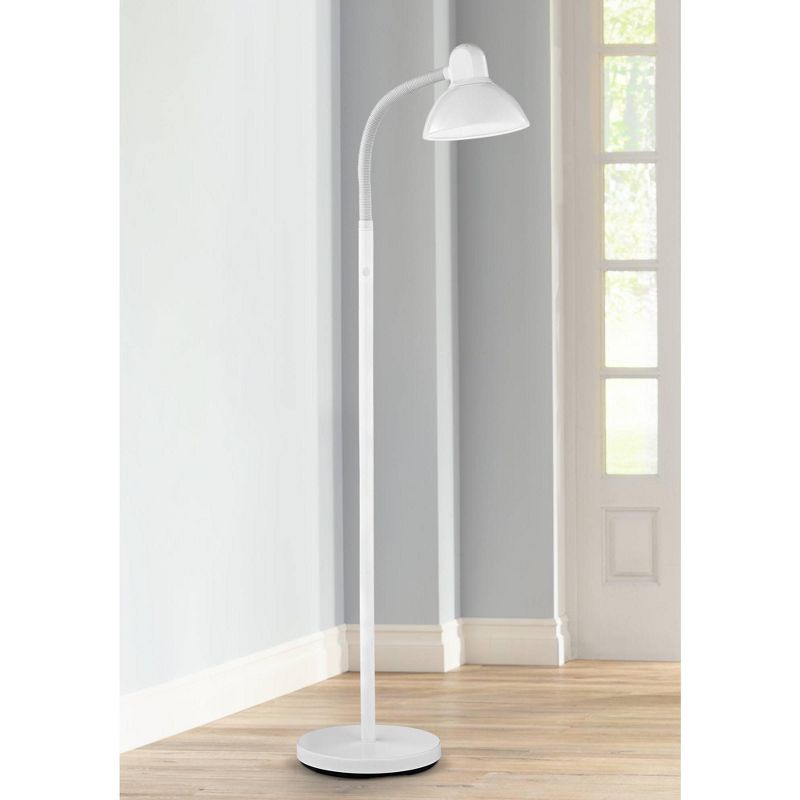 360 Lighting Modern Floor Lamp Adjustable Gooseneck Arm 56" Tall White Metal for Living Room Reading Bedroom Office, 2 of 9