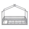 CAVINAS Twin Size Bed Frame, Wood Bed House Bed Frame with Fence, House-Shaped Floor Bed for Kids, Teens, Girls, Boys, Floor Platform Bed - 2 of 4