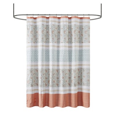 Gracie Mills Singleton Lace Trimmed Paisley Cotton Shower Curtain