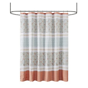 Gracie Mills Singleton Lace Trimmed Paisley Cotton Shower Curtain - 1 of 4