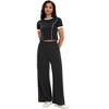 ATHLECHIC Women's 2 Piece Sets Short Sleeve Crew Neck Long Wide Leg with Pockets Pants - 2 of 4