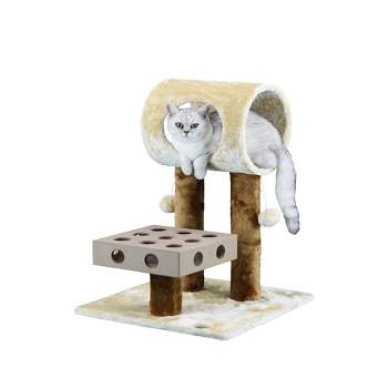 Go Pet Club 26" IQ Busy Box Cat Tree with Dangling Toys SF057 - Beige
