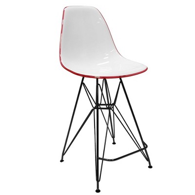 LeisureMod Cresco Mid Century Modern Acrylic Counter Height Barstool with Black Steel Base – Ideal for Kitchens and Dining Rooms
