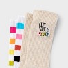 Pride Adult Out Loud & Proud and Rainbow Crew Socks 2pk - Oatmeal Striped - 3 of 4