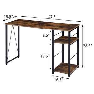 Vynxaria Weathered Oak Black 2-Shelf Writing Desk Rectangular Design for Rustic Modern Workspaces - 1 of 4