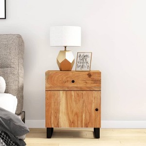 vidaXL Bedside Cabinet 19.7"x13"x23.6" Solid Wood Acacia&Engineered Wood - 1 of 4