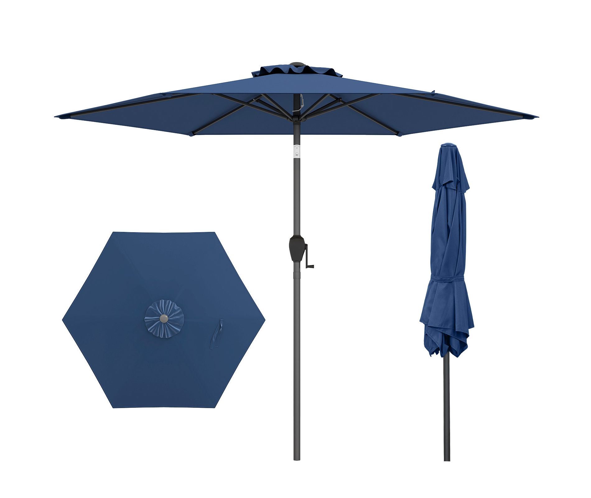 Tangkula 7.5 ft Patio Umbrella Outdoor Heavy Duty Market Umbrella w/ Push Button Tilt Navy Blue