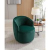 Velvet Fabric Swivel Accent Armchair Barrel Chair With Black Powder Coating Metal Ring,Green - 3 of 4