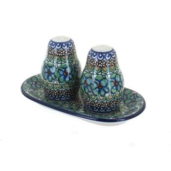 556- Salt and Pepper Shaker Set (Light Blue on Orange) – Wizard of Clay  Pottery