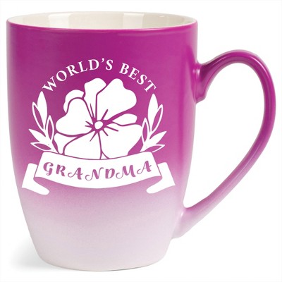 Elanze Designs World'S Best Grandma Two Toned Ombre Matte Pink and White 12 ounce Ceramic Stoneware Coffee Cup Mug