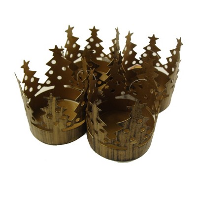 Northlight 72ct Christmas Tree Pillar Candle Holder Set 3.75" - Brass