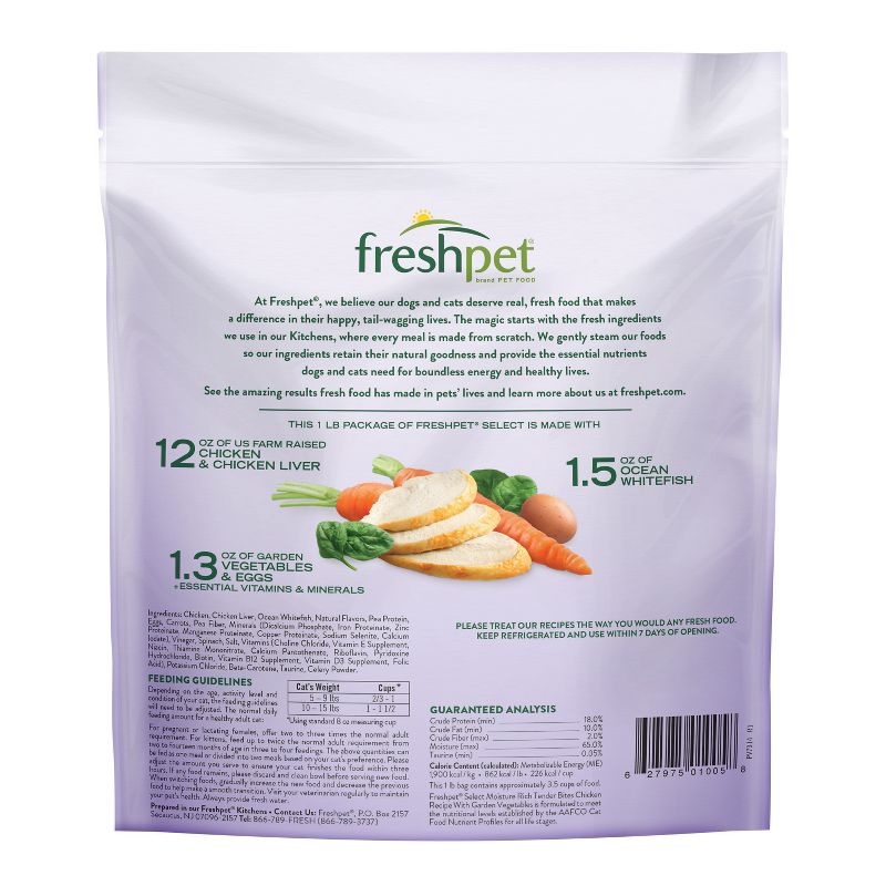 Freshpet Select Moisture Rich Tender Bites Chicken Recipe Refrigerated Wet Cat Food - 1lb, 3 of 6