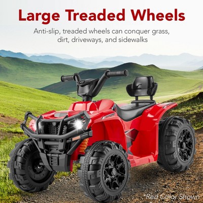 12V Black All-Terrain Kids Ride-On Quad with LED Lights