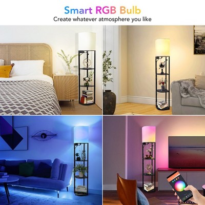 Black Modern Smart RGB Shelf Floor Lamp with USB Ports
