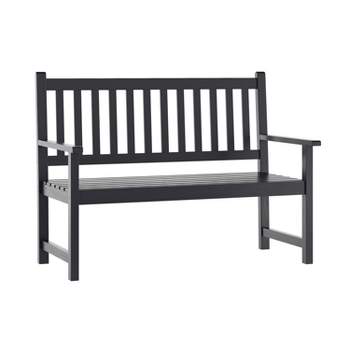 Flash Furniture Adele Commercial Grade Indoor/Outdoor Patio Acacia Wood Bench, 2-Person Slatted Seat Loveseat for Park, Garden, Yard, Porch