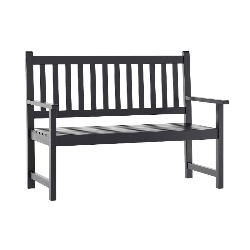 Flash Furniture Adele Commercial Grade Indoor/Outdoor Patio Acacia Wood Bench, 2-Person Slatted Seat Loveseat for Park, Garden, Yard, Porch, 1 of 10