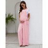 Coolmee Women Casual Maternity Square Neck Sleeveless Straps Wide Leg Long Jumpsuit With Pockets Beach Vacation Outfits - 2 of 4