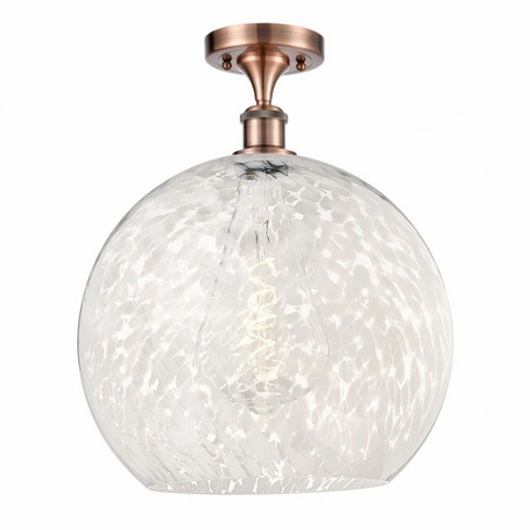 Innovations Lighting White Mouchette 1 - Light Semi-Flush Mount in  Antique Copper - image 1 of 1