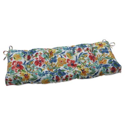 48" x 18" Outdoor Tufted Bench/Swing Cushion Oakmont Multi Blue - Pillow Perfect