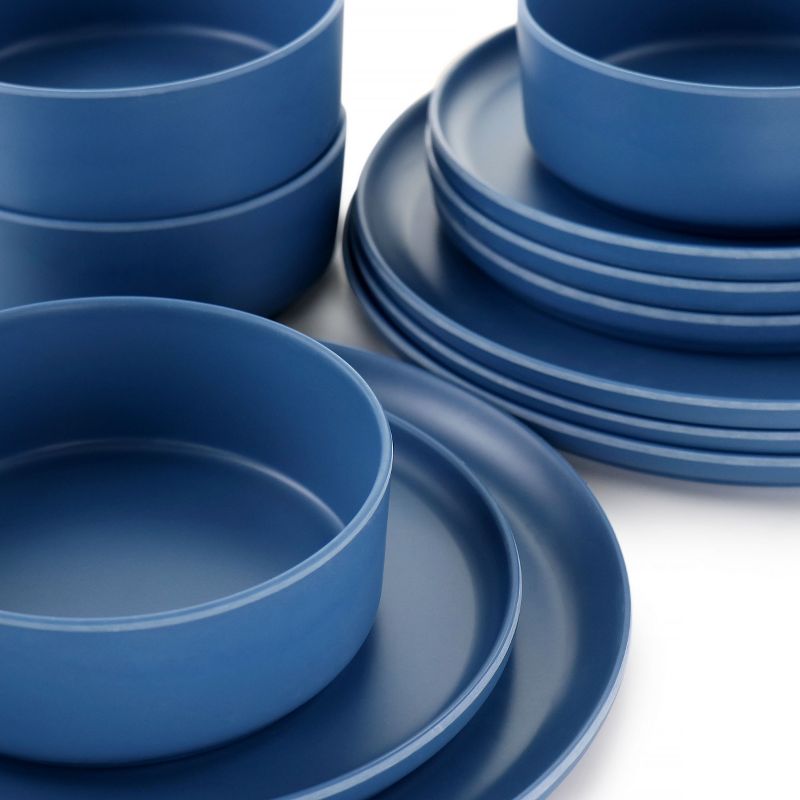 Gibson Home Canyon Crest 12 Piece Round Melamine Dinnerware Set in Blue, 4 of 9