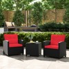 Tangkula 3 PCS Patio Furniture Set w/Tempered Glass Coffee Table Washable Cushions - 2 of 4