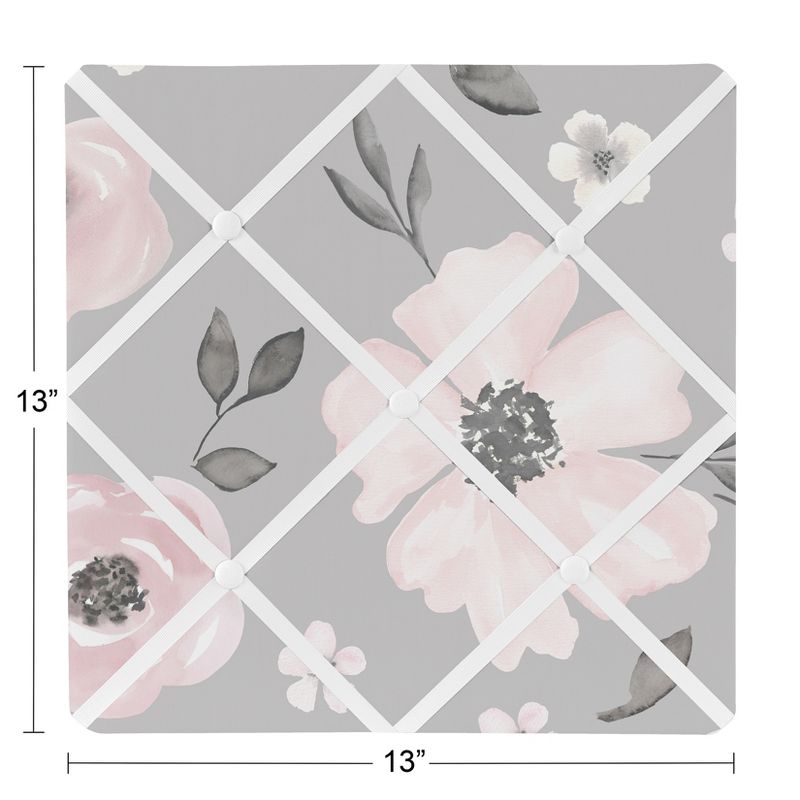 Sweet Jojo Designs Girl Fabric Photo Memo Board Watercolor Floral Grey and Pink, 4 of 5