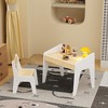 KTMBDW Kids Wood Table & Chairs Set, Children Activity Table with Bookcase, Toddler Furniture Set for Art, Crafts, Drawing, Reading, White&Natural - 3 of 4
