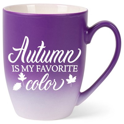Elanze Designs Autumn Is My Favorite Color Two Toned Ombre Matte Purple and White 12 ounce Ceramic Stoneware Coffee Cup Mug