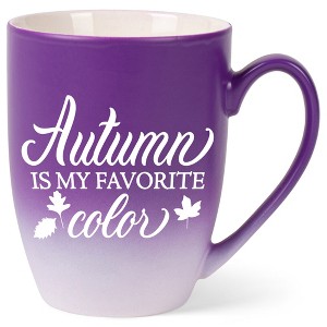 Elanze Designs Autumn Is My Favorite Color Two Toned Ombre Matte Purple and White 12 ounce Ceramic Stoneware Coffee Cup Mug - 1 of 4