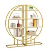 TOAOTBNBO Round Circle Bookcase with Storage Cabinet, L-shaped Bookshelf with Anti-dumping Design Half Moon Shaped Shelf for Home Office, Golden - 2 of 4