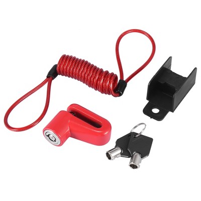 Unique Bargains Universal Bike Motorcycle Anti-theft Disc Brake Lock Red with Red Rope Set 2.2" x 1.8" x 1.0"