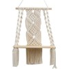 Aoibox Macrame Wall Hanging Shelf for Plants, Boho Style Wooden Floating Shelves, Indoor Outdoor Decorative Rope Shelving - 2 of 4