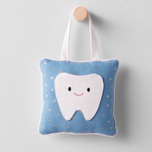 Kids' Tooth Fairy Pillow Blue - Pillowfort™: Star Pattern, Square Shape, Soft Plush, OEKO-TEX Certified - 1 of 4