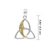 Slickblue Women's Celtic Crescent Moon Pendant Necklace, Sterling Silver with 14K Gold Accent, Triquetra, 20" Chain - 3 of 4