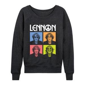 Women's - John Lennon - Lennon Color Block Lightweight French Terry Wide Neck Long Sleeve Graphic Shirt - 1 of 4